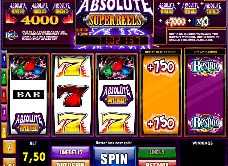 Absolute Super Reels Free Play in Demo Mode